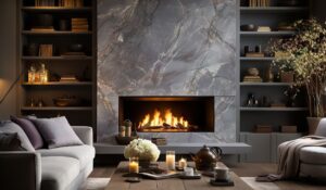 fireplace with tiled hearth
